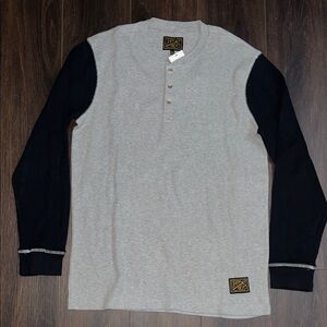 Dark Seas Loser Machine Co. Men's Gray/Black Henley Shirt, Size: Large